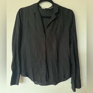 & other stories black long sleeve button down blouse size 4